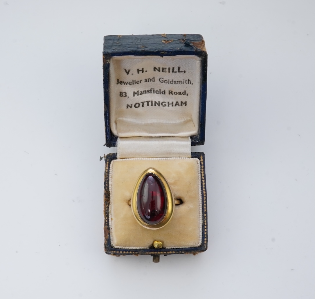 An unusual garnet locket ring, late 19th century composite